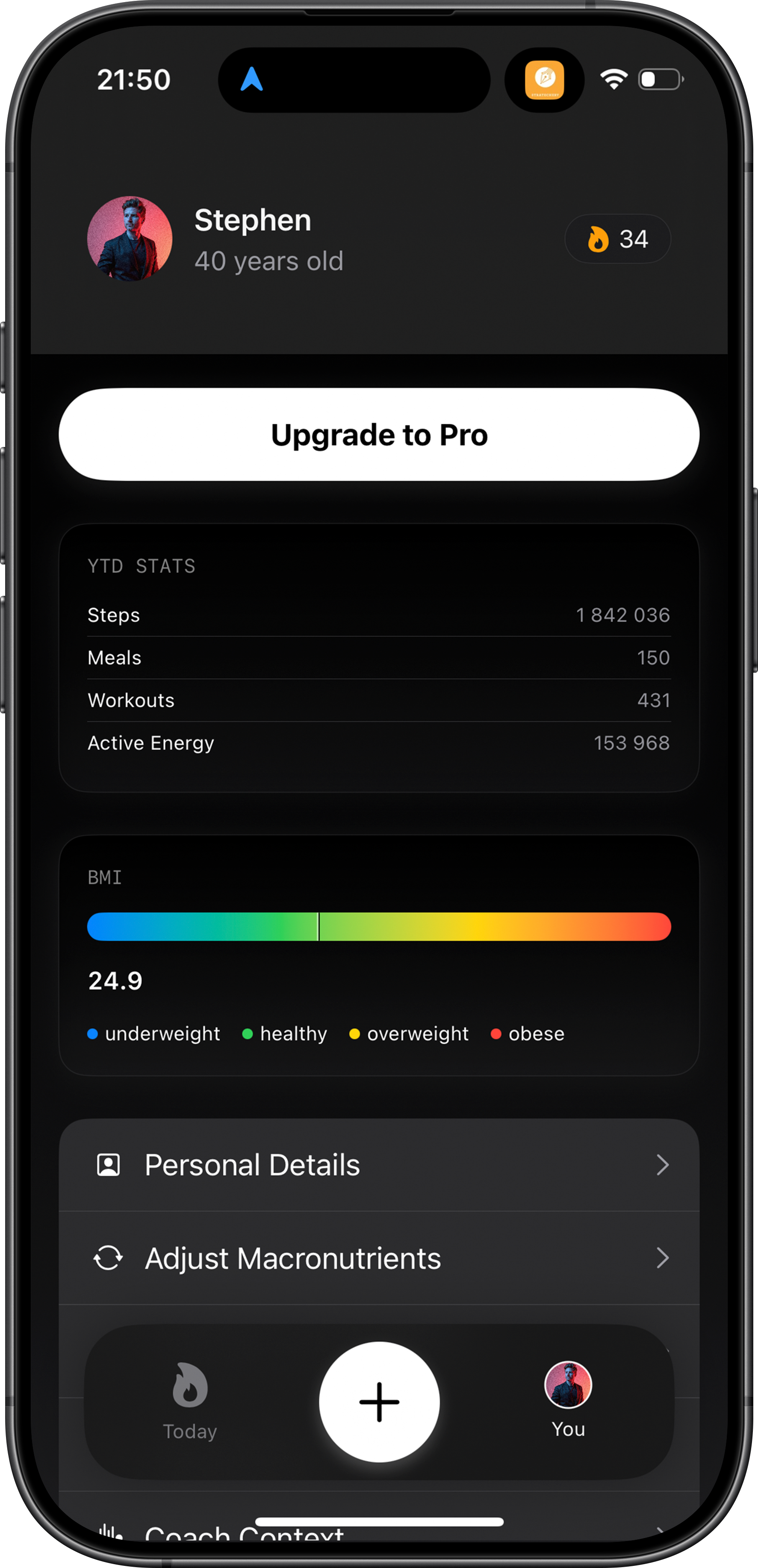 Fuel app progress chart on iPhone
